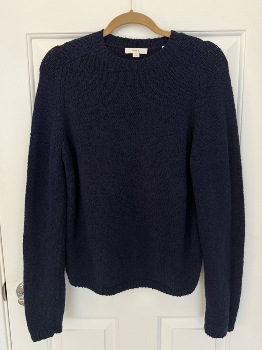 Vince Navy Textured Crewneck Sweater